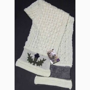 British Wool Scarf Cream Gray Green